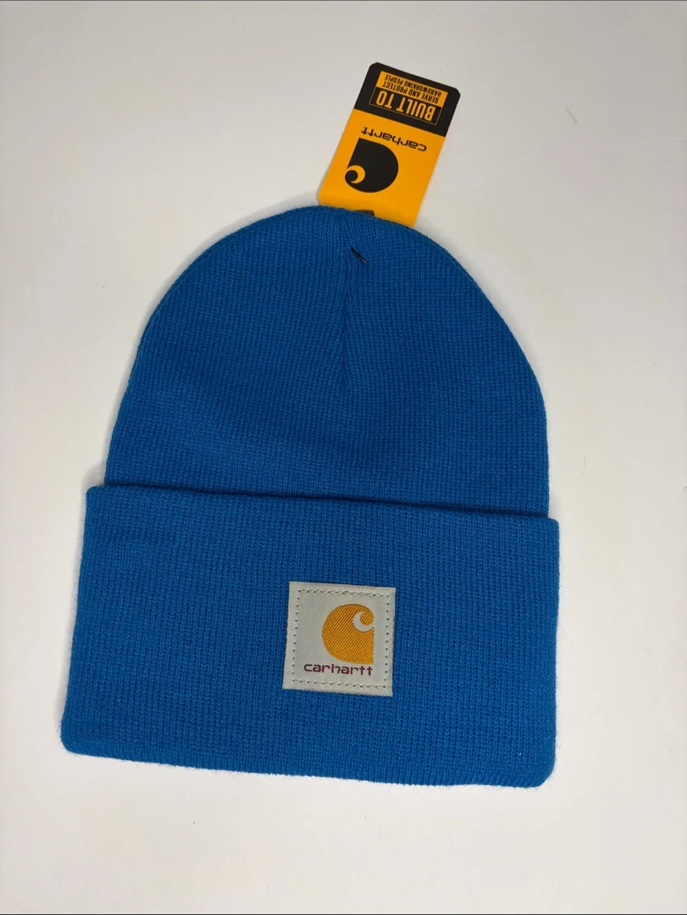 Carhartt Kids Bright Blue Knit Cuffed Beanie with Logo Patch
